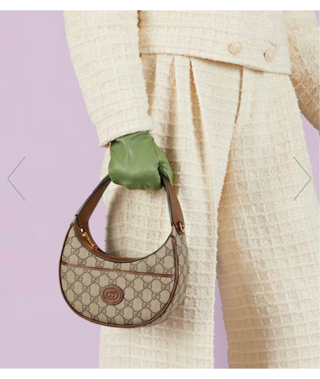 GUCCI Коричневая тканевая сумка через плечо, фото 6