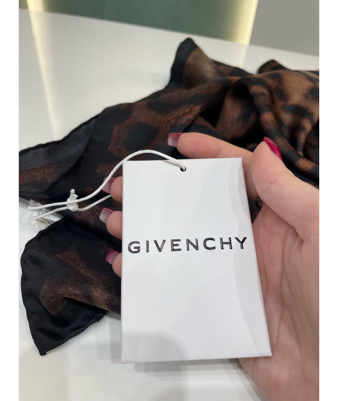 GIVENCHY Коричневый шелковый платок, фото 2