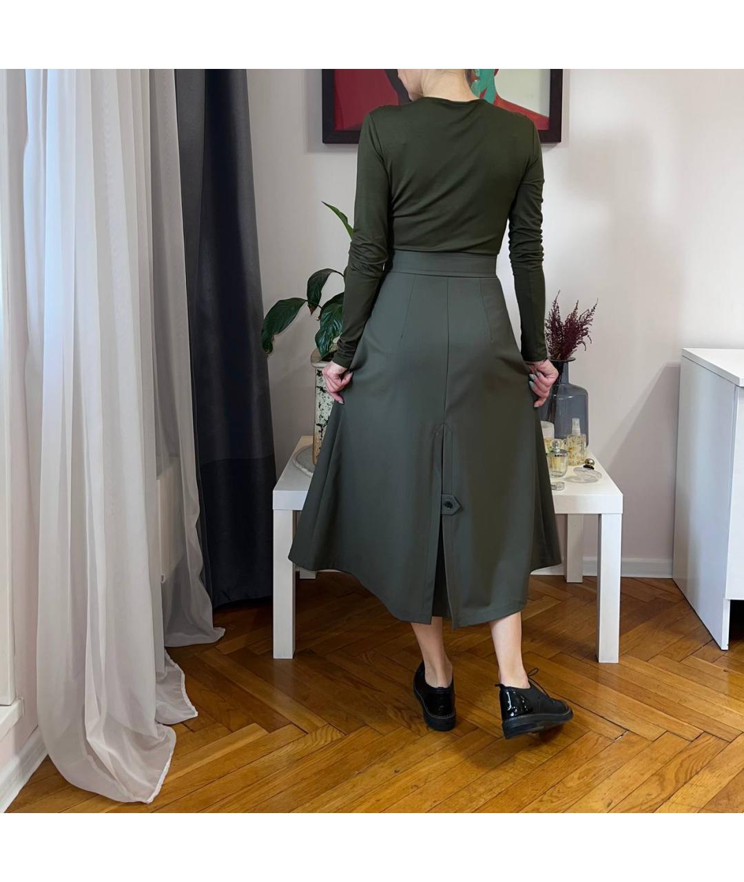 MAX MARA Хаки вискозное повседневное платье, фото 2