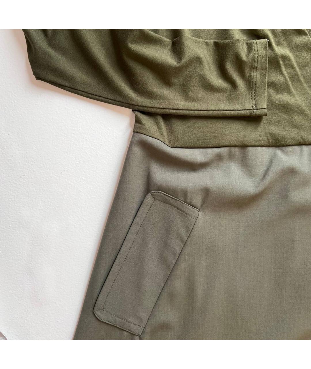 MAX MARA Хаки вискозное повседневное платье, фото 4
