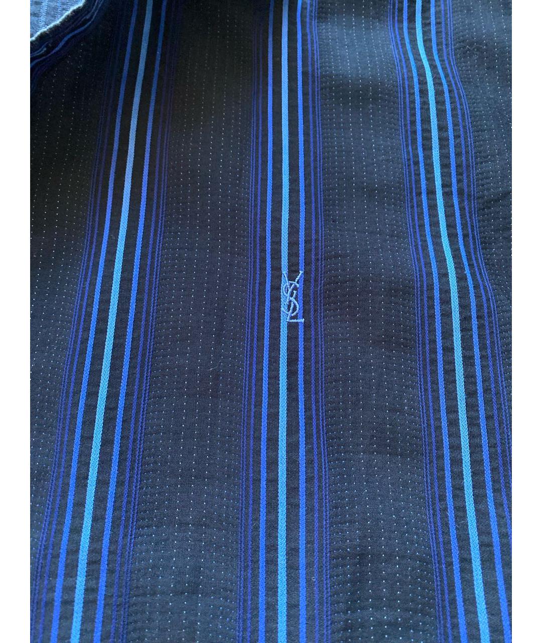 SAINT LAURENT Темно-синяя хлопко-полиэстеровая кэжуал рубашка, фото 9