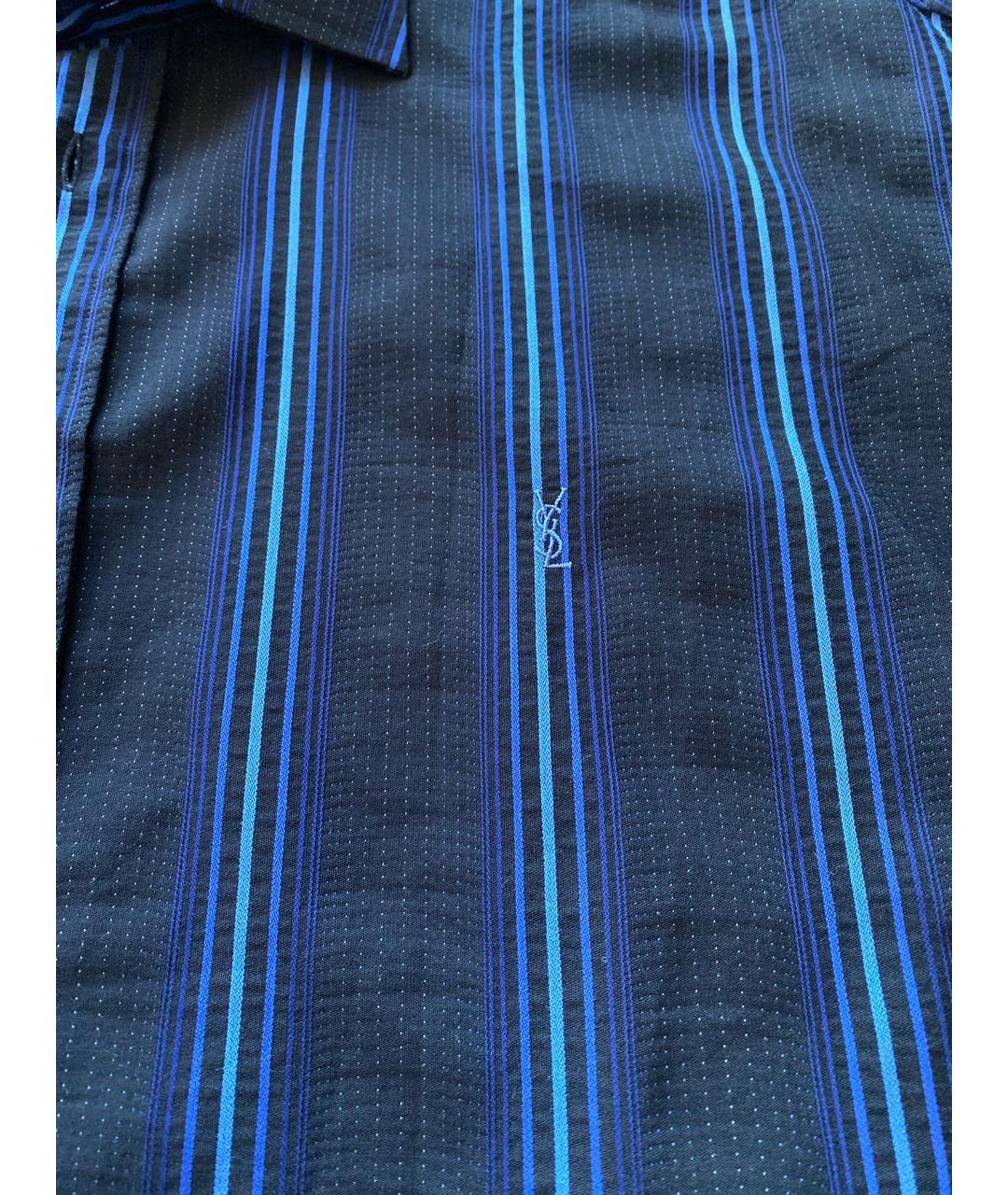 SAINT LAURENT Темно-синяя хлопко-полиэстеровая кэжуал рубашка, фото 3