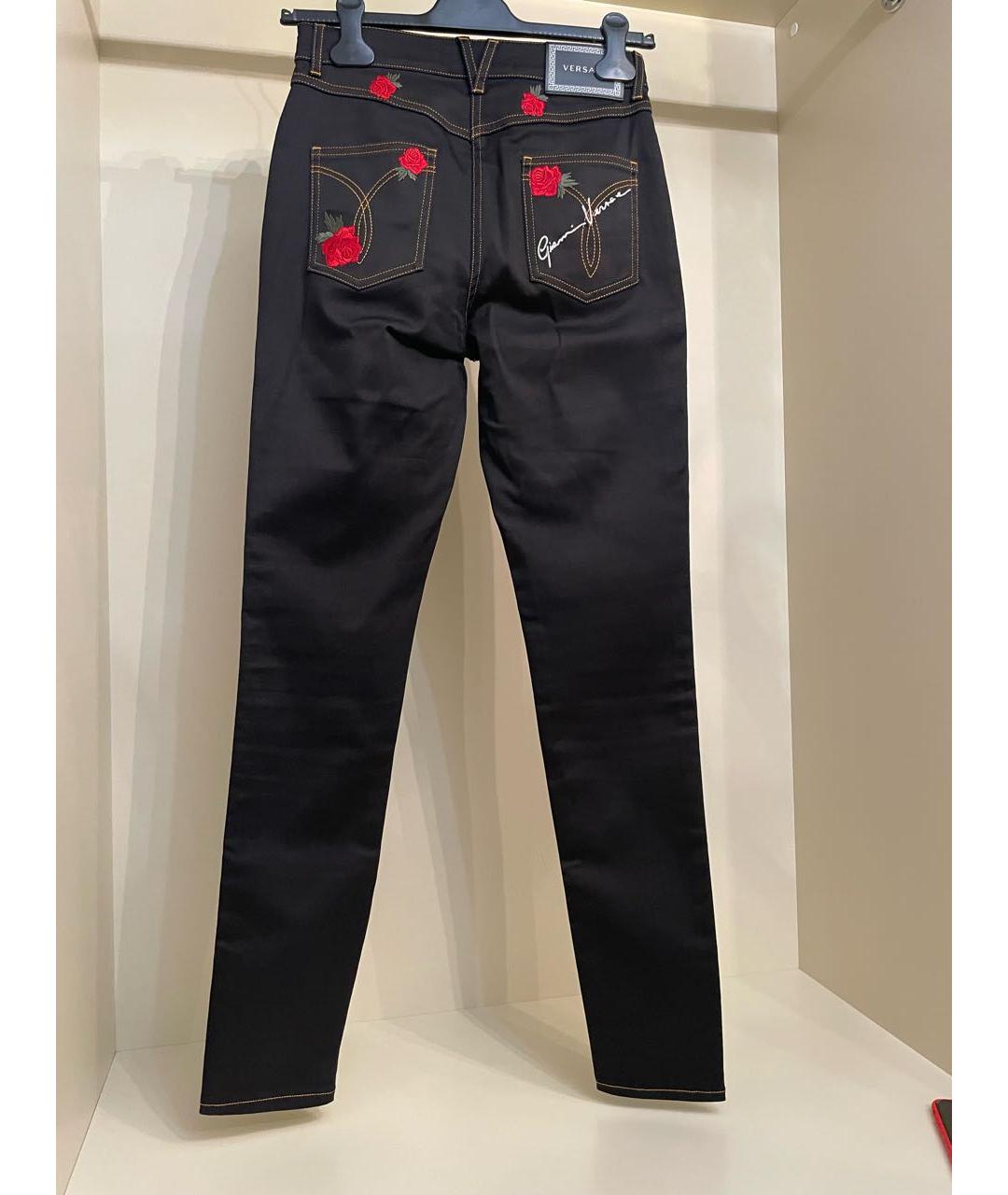 VERSACE Черные хлопко-эластановые прямые джинсы, фото 2