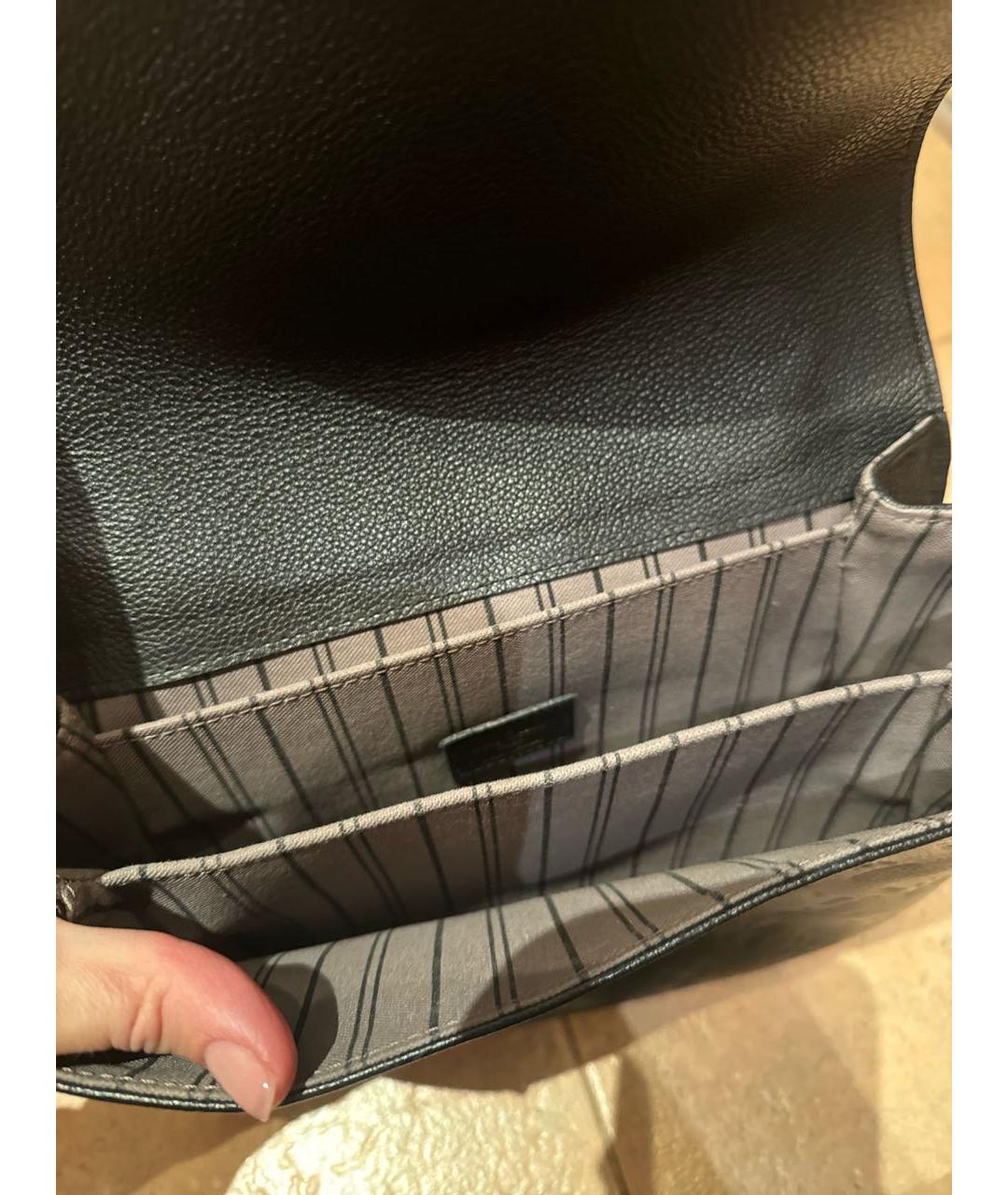 LOUIS VUITTON Черная кожаная сумка через плечо, фото 4