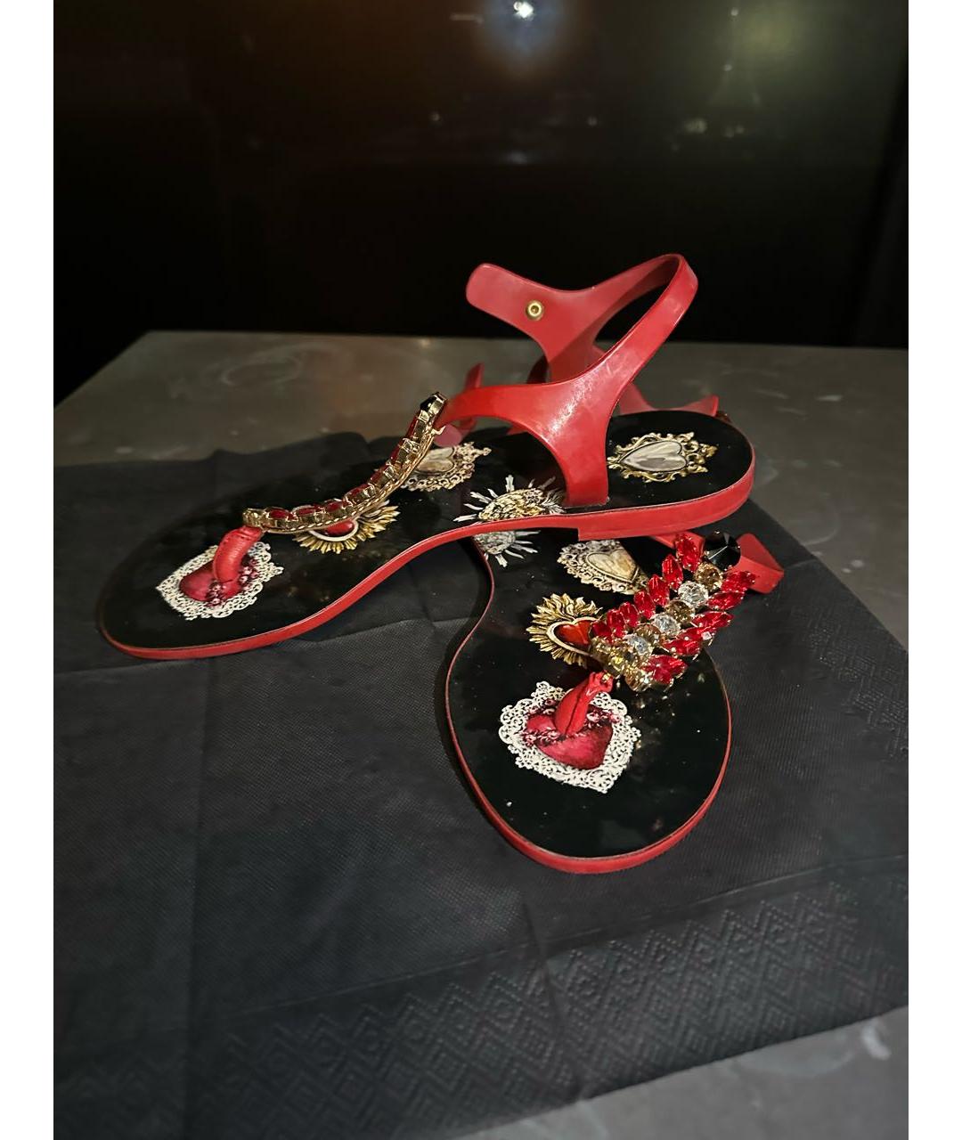 DOLCE&GABBANA Красные резиновые сандалии, фото 5