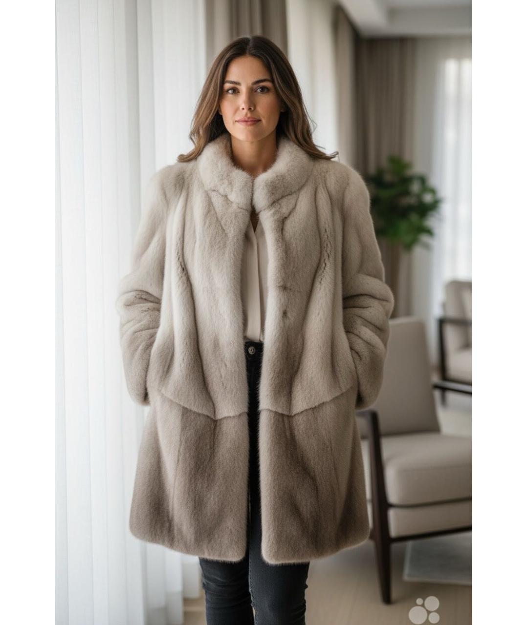 INES & MARECHAL Бежевое меховое пальто, фото 8