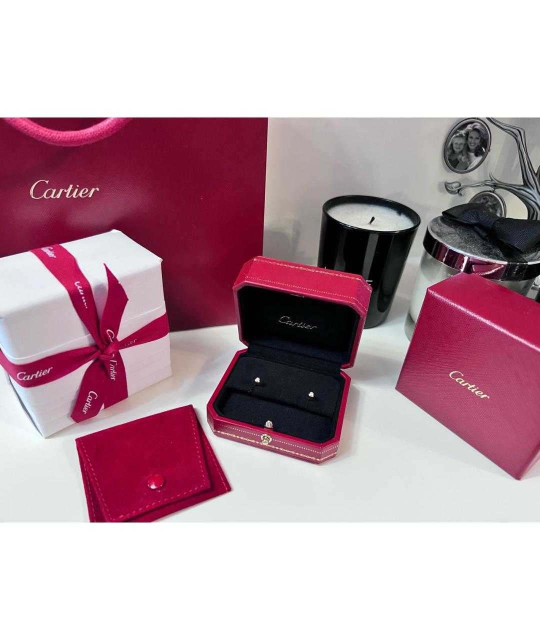 CARTIER Белые серьги из розового золота, фото 2