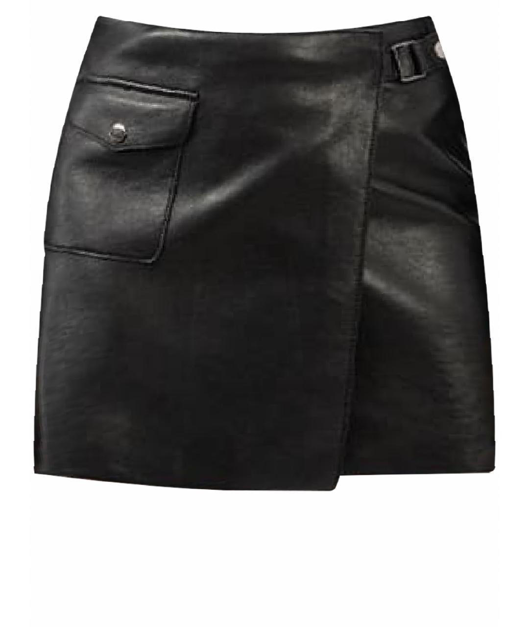 P.A.R.O.S.H. Черная кожаная юбка мини, фото 1