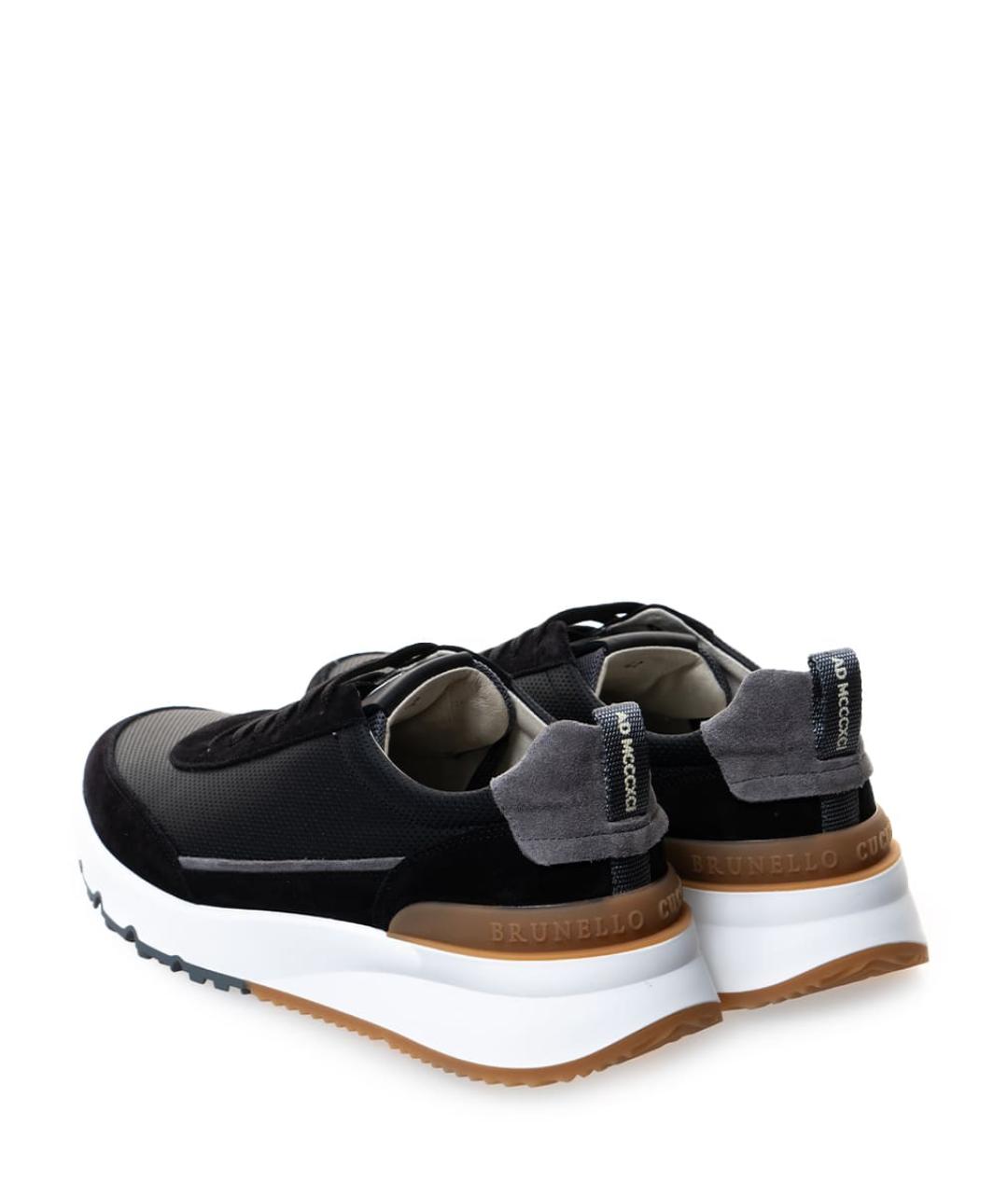 BRUNELLO CUCINELLI Черные кожаные низкие кроссовки / кеды, фото 4