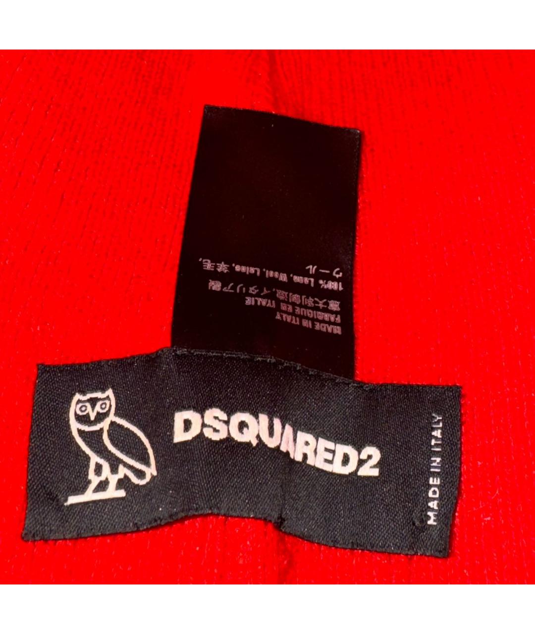 DSQUARED2 Красная шерстяная шапка, фото 4