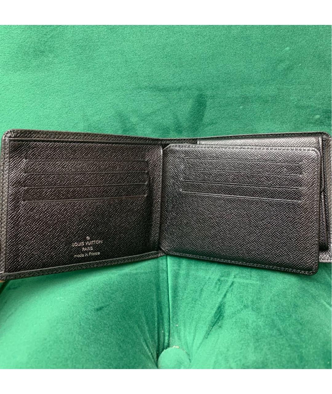 LOUIS VUITTON Черный кожаный кошелек, фото 3
