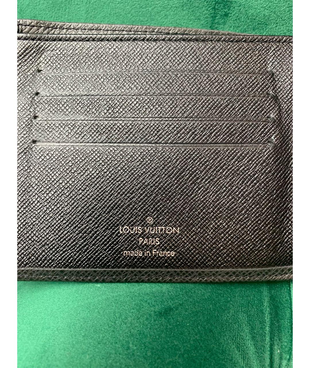 LOUIS VUITTON Черный кожаный кошелек, фото 4