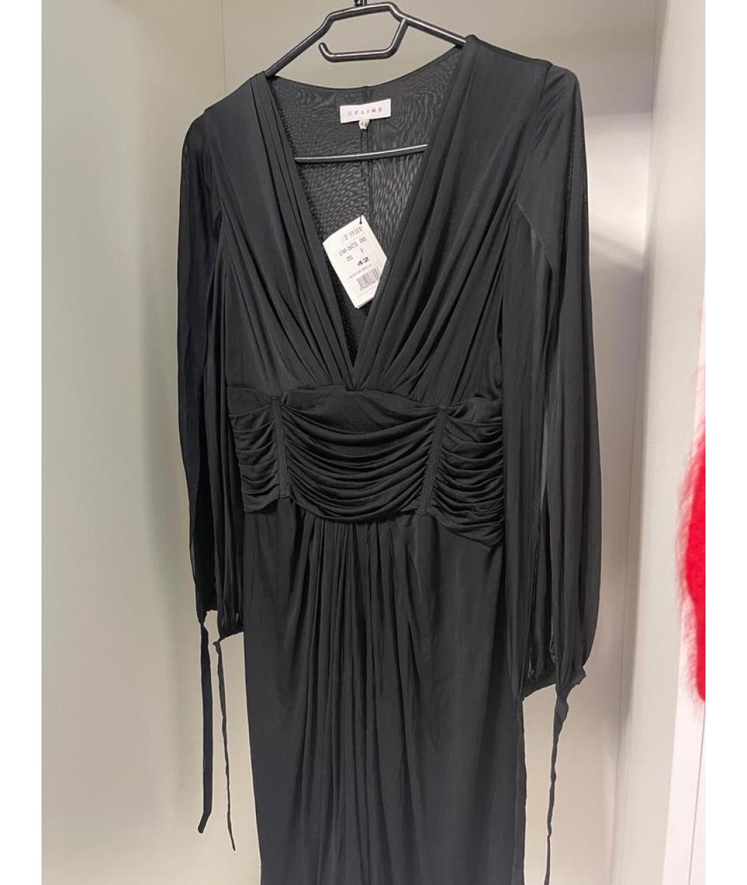 CELINE PRE-OWNED Черное вискозное вечернее платье, фото 5