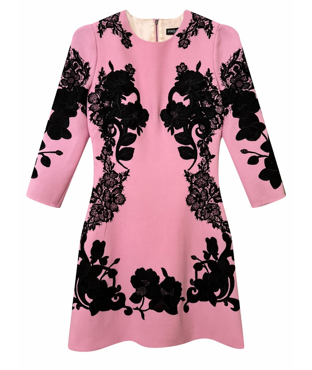 DOLCE&GABBANA Розовое шерстяное коктейльное платье, фото 1
