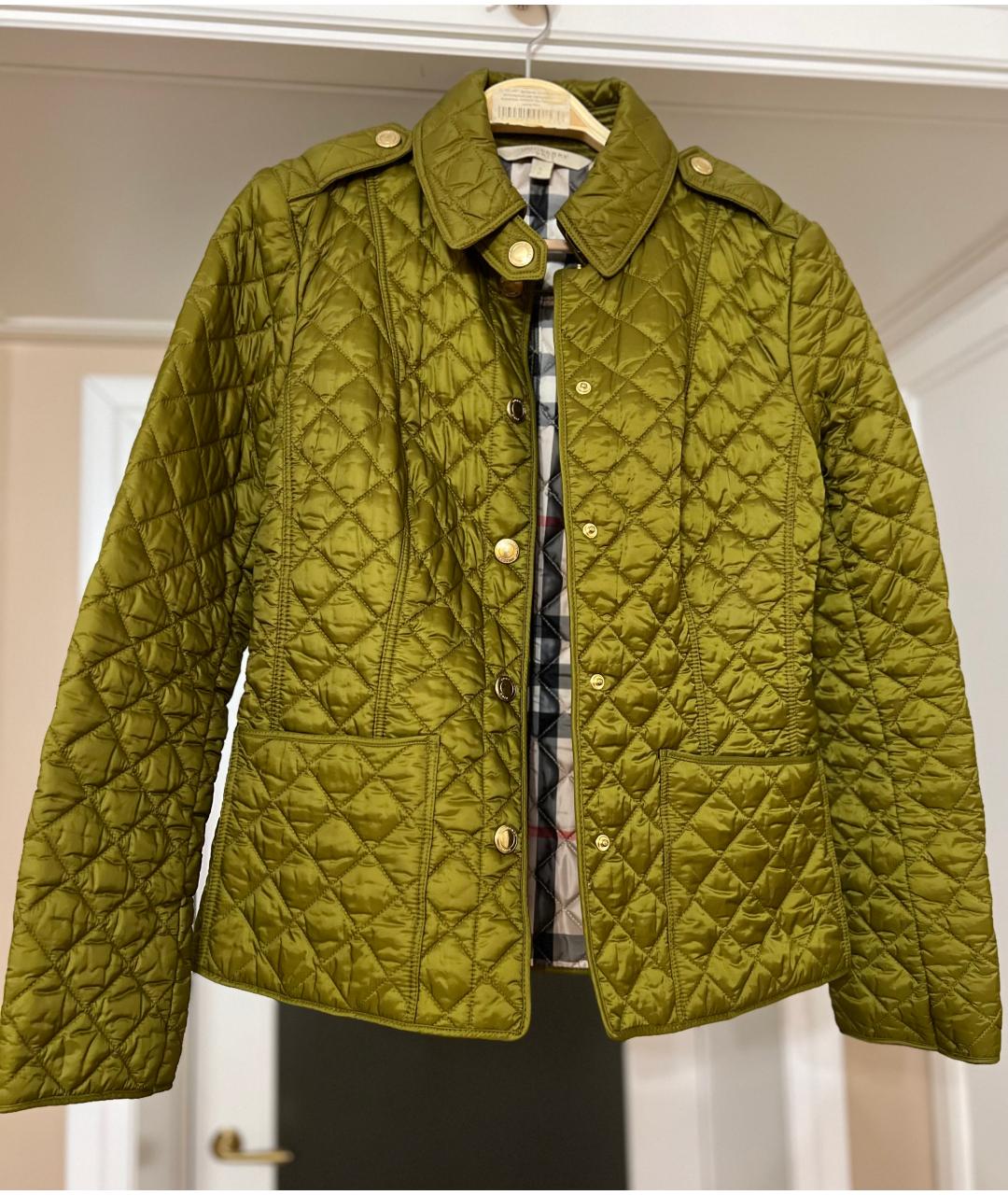 BURBERRY Зеленая полиамидовая куртка, фото 3