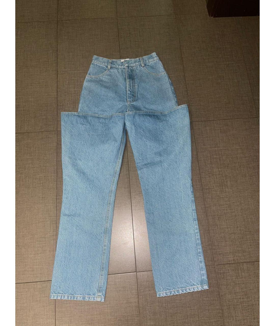KSENIA SCHNAIDER Голубые хлопковые прямые джинсы, фото 4
