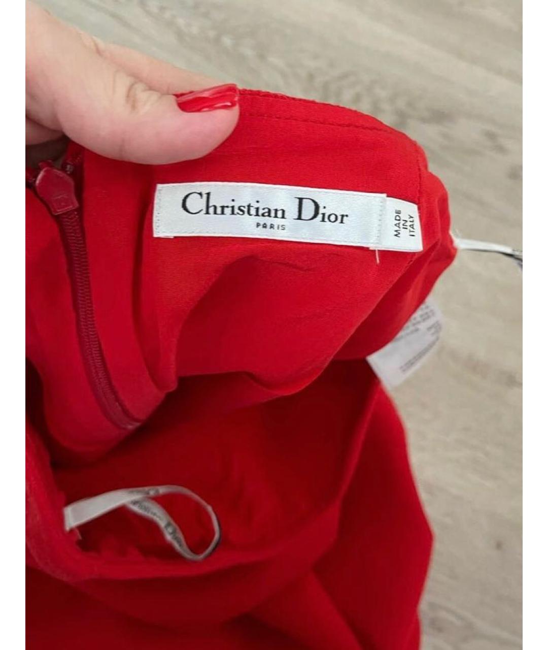 CHRISTIAN DIOR PRE-OWNED Красная шелковая юбка миди, фото 2