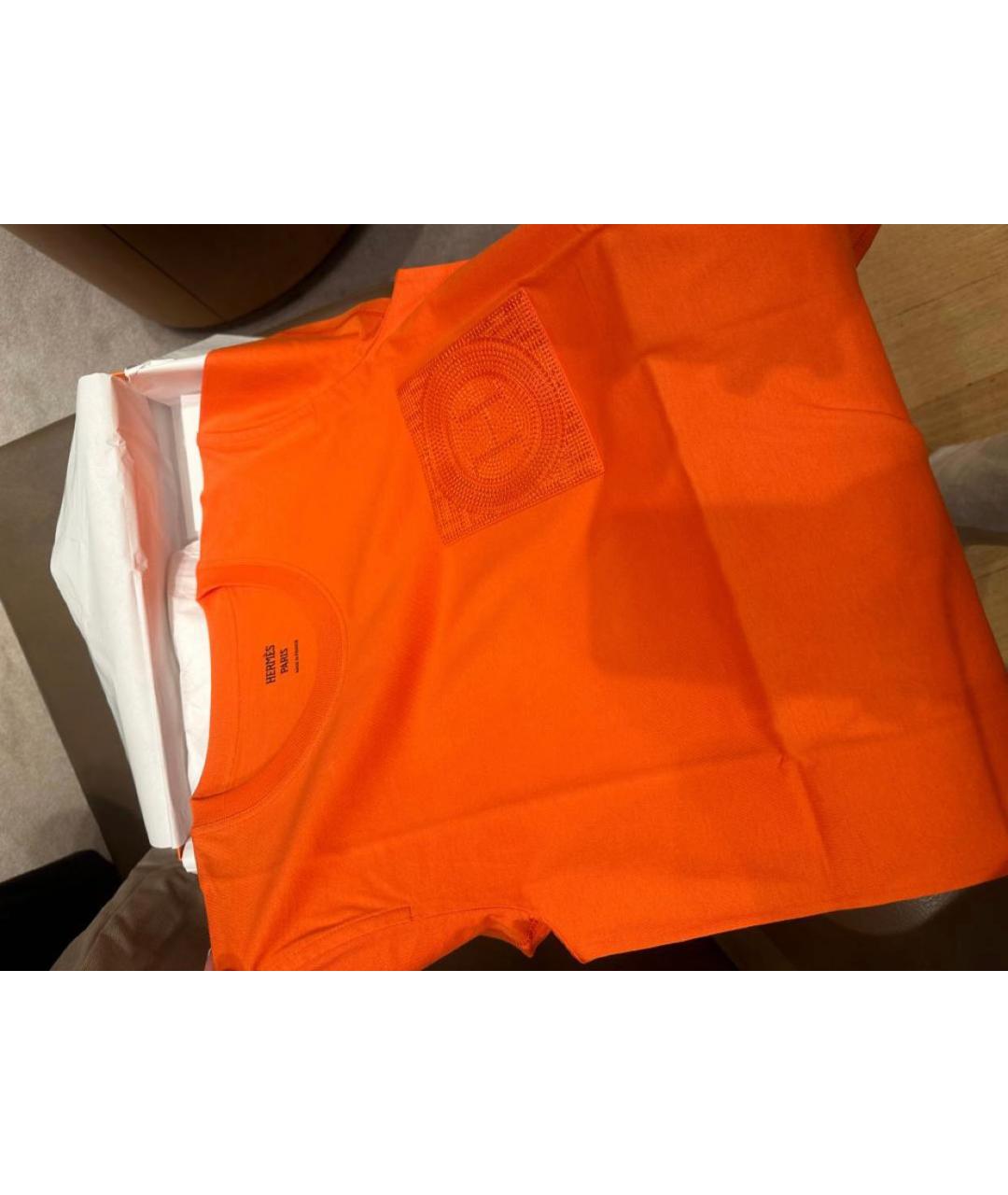HERMES PRE-OWNED Оранжевая хлопковая футболка, фото 3
