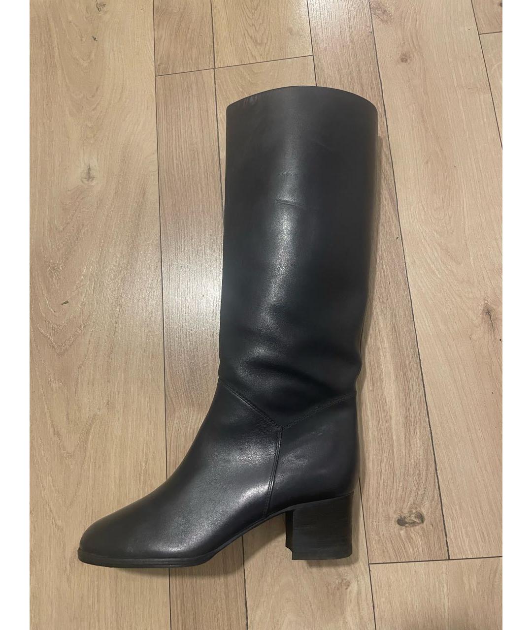 CHANEL Темно-синие кожаные сапоги, фото 2