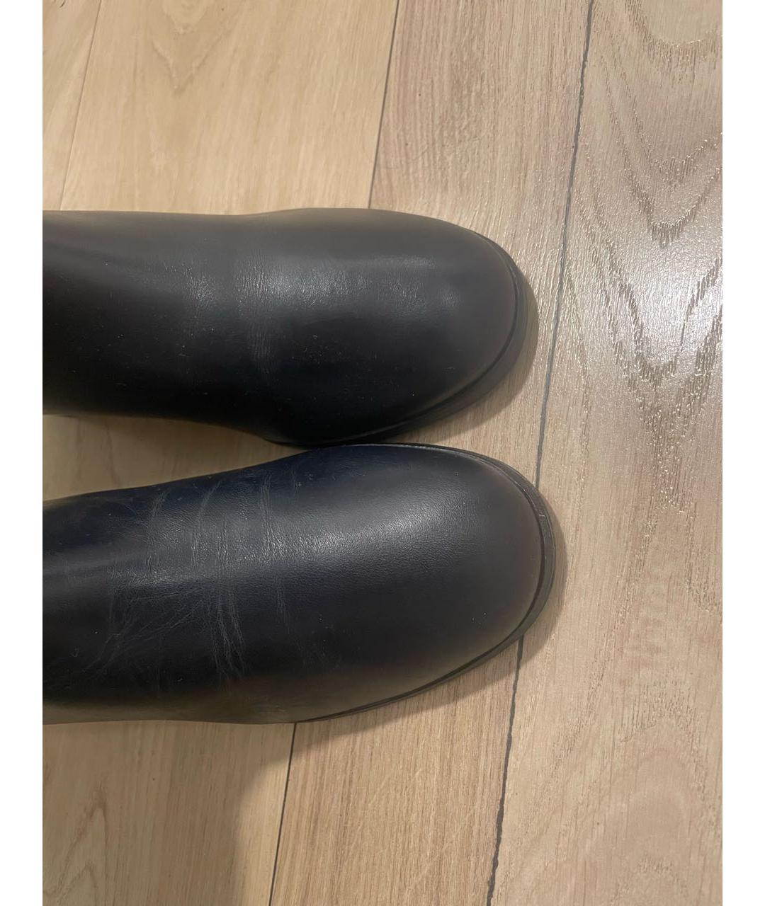 CHANEL Темно-синие кожаные сапоги, фото 5