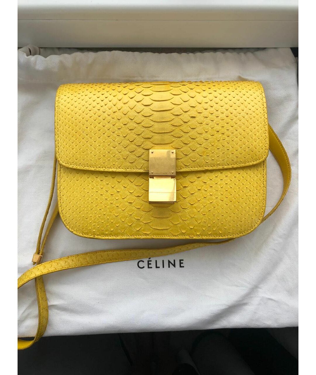 CELINE PRE-OWNED Желтая сумка тоут из экзотической кожи, фото 9