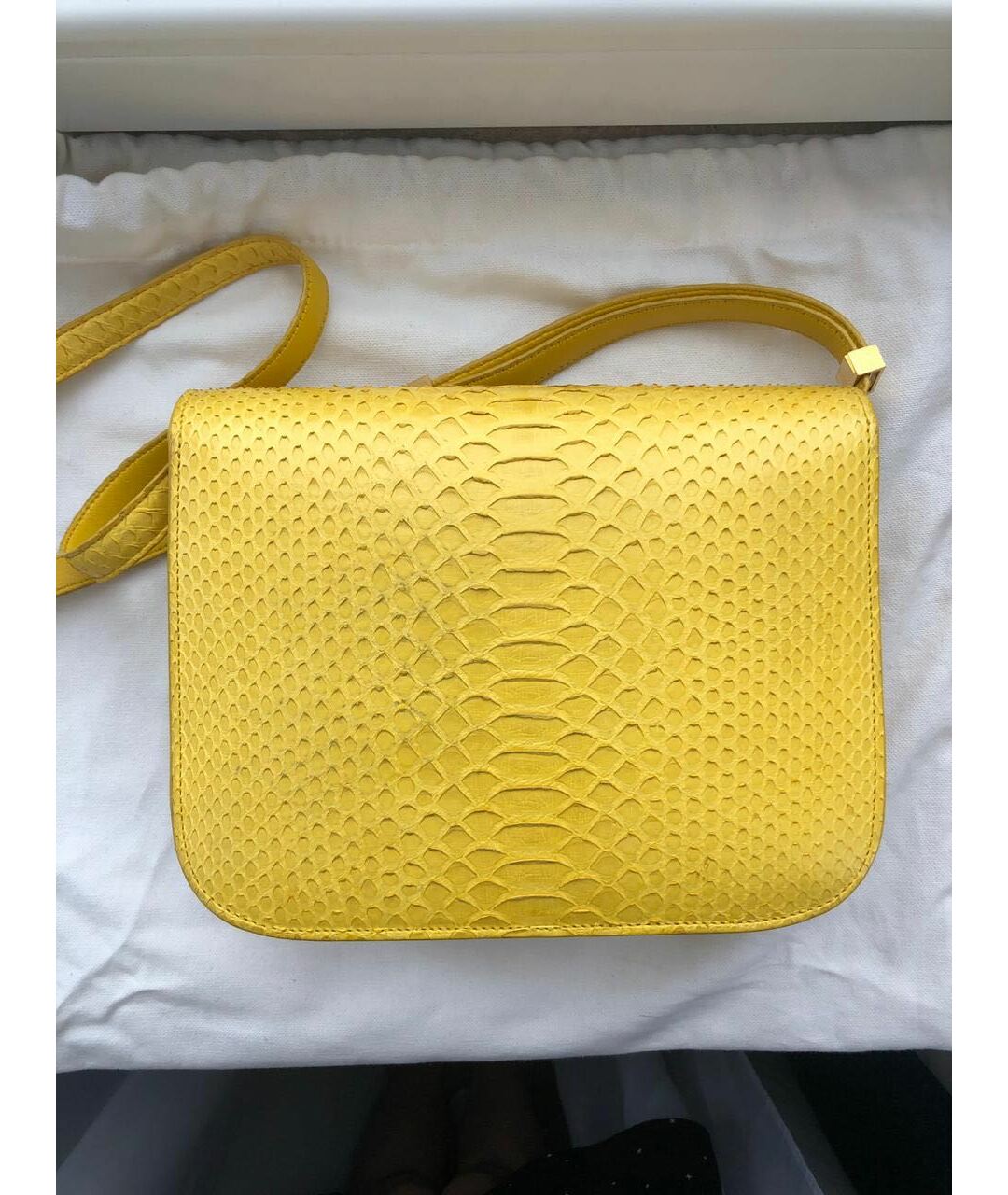 CELINE PRE-OWNED Желтая сумка тоут из экзотической кожи, фото 3