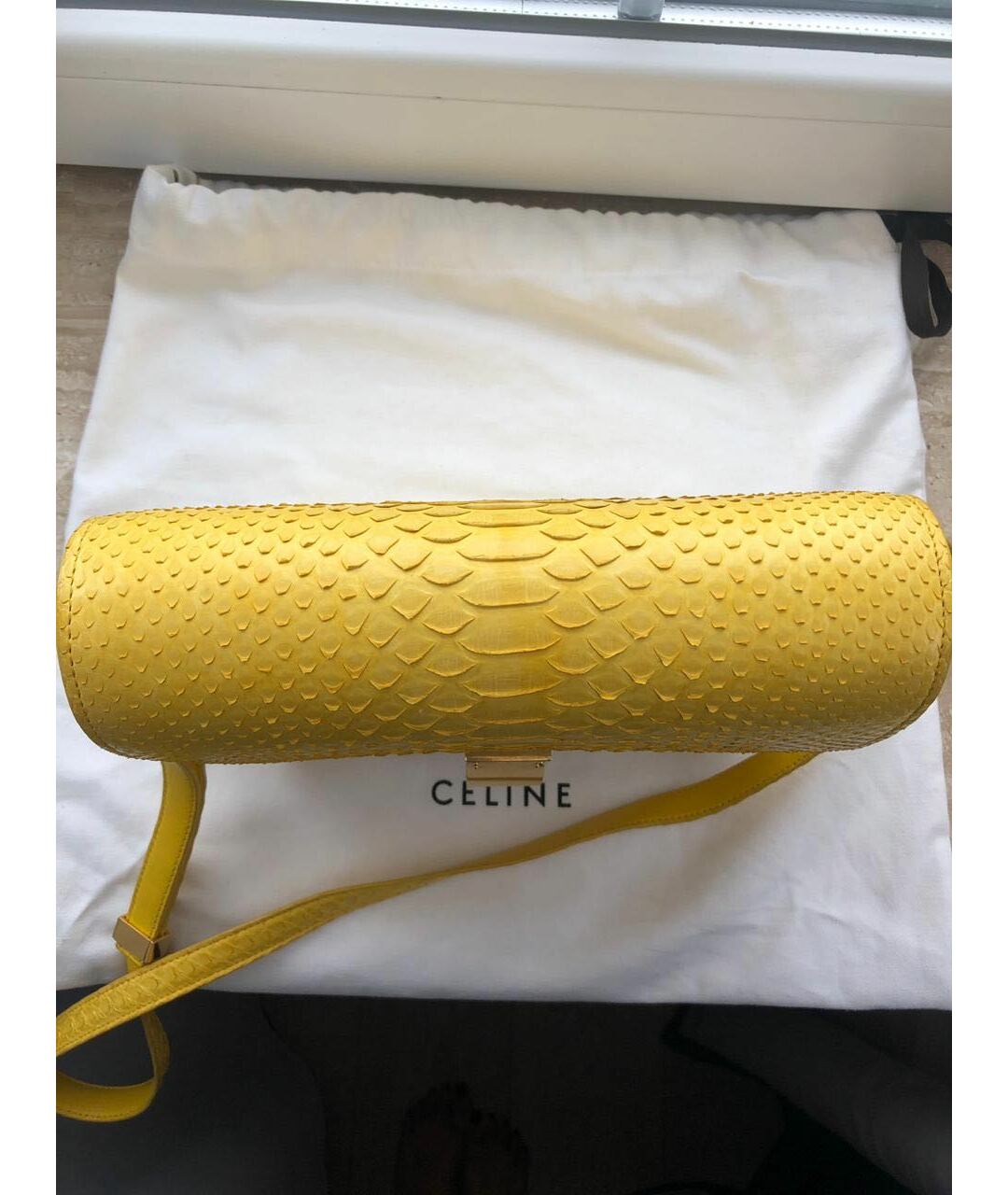 CELINE PRE-OWNED Желтая сумка тоут из экзотической кожи, фото 6