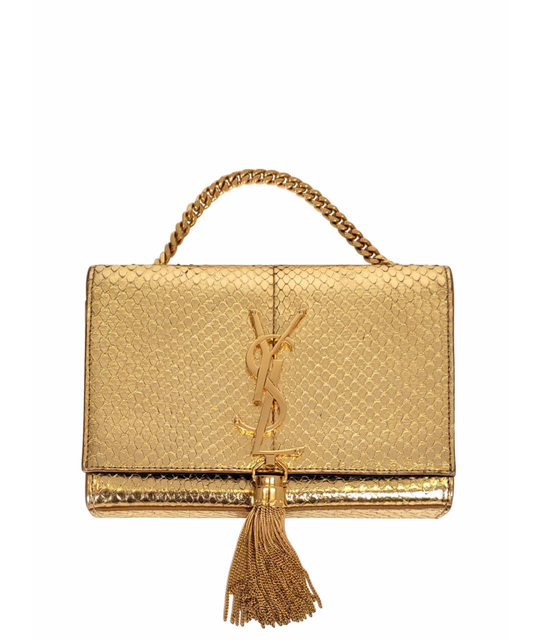 SAINT LAURENT Золотая сумка через плечо из экзотической кожи, фото 1