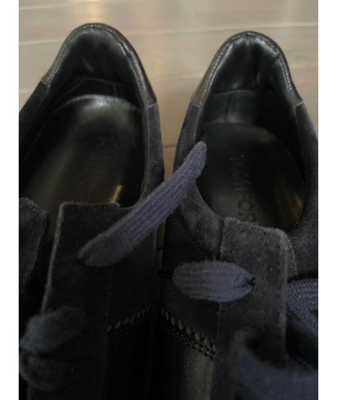 TOM FORD Темно-синие замшевые низкие кроссовки / кеды, фото 8