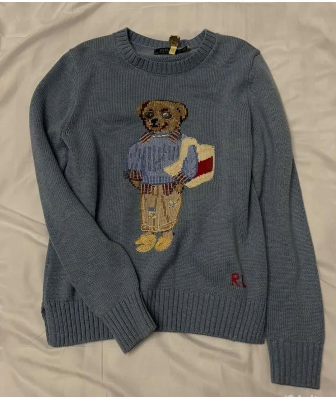 POLO RALPH LAUREN Голубой шерстяной джемпер / свитер, фото 3