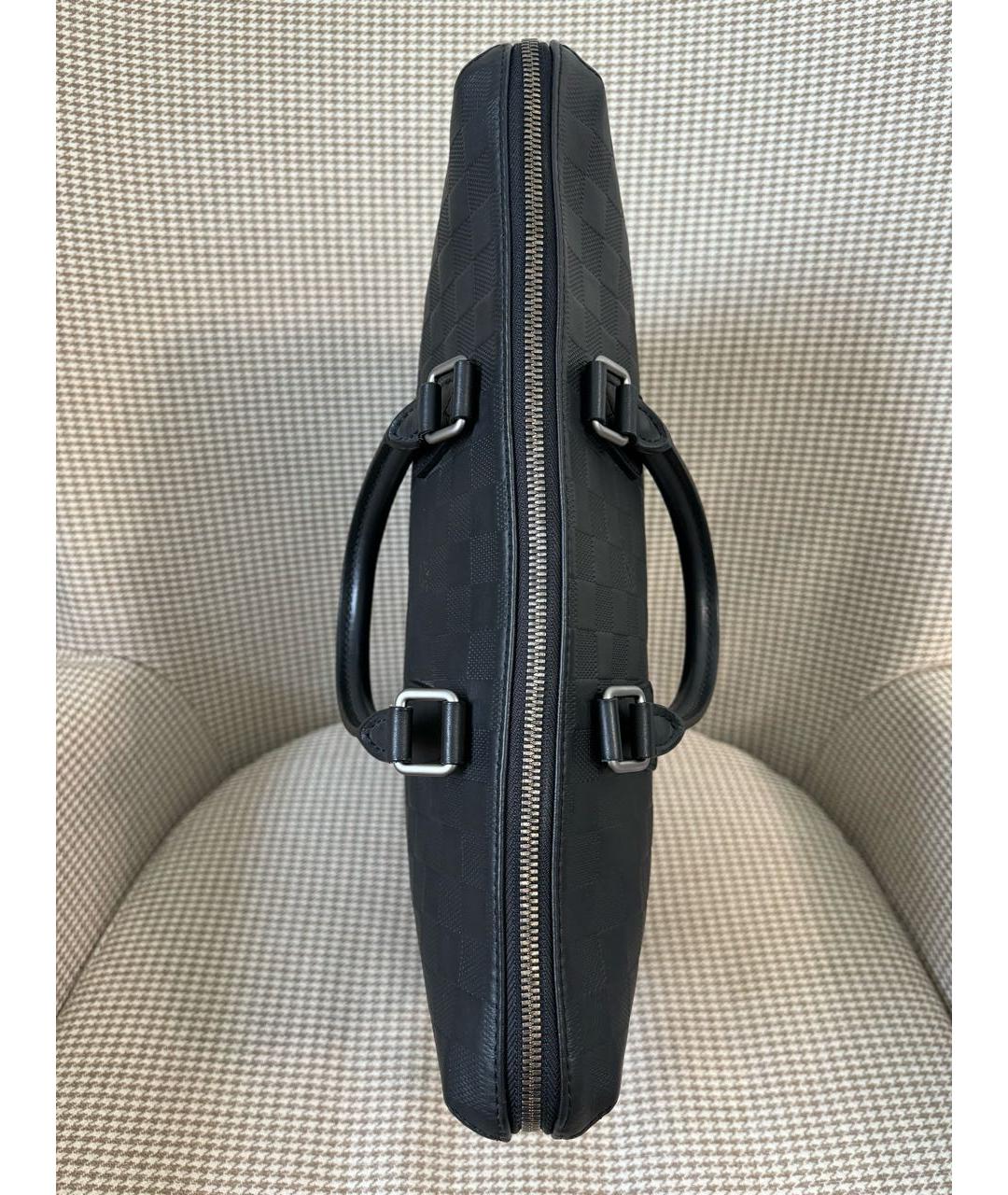 LOUIS VUITTON Черный кожаный портфель, фото 5