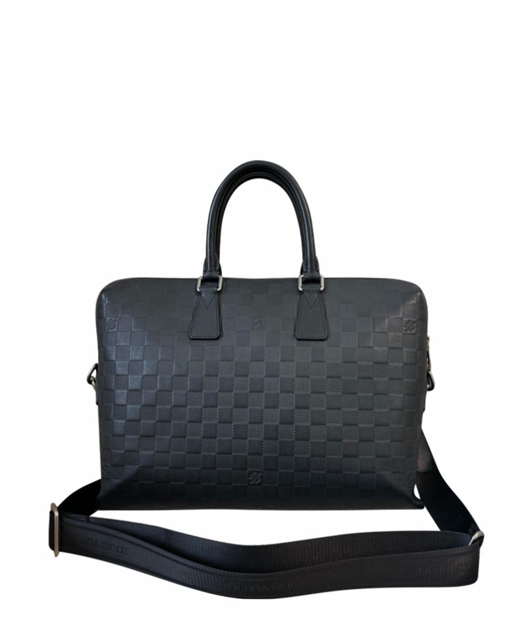 LOUIS VUITTON Черный кожаный портфель, фото 1