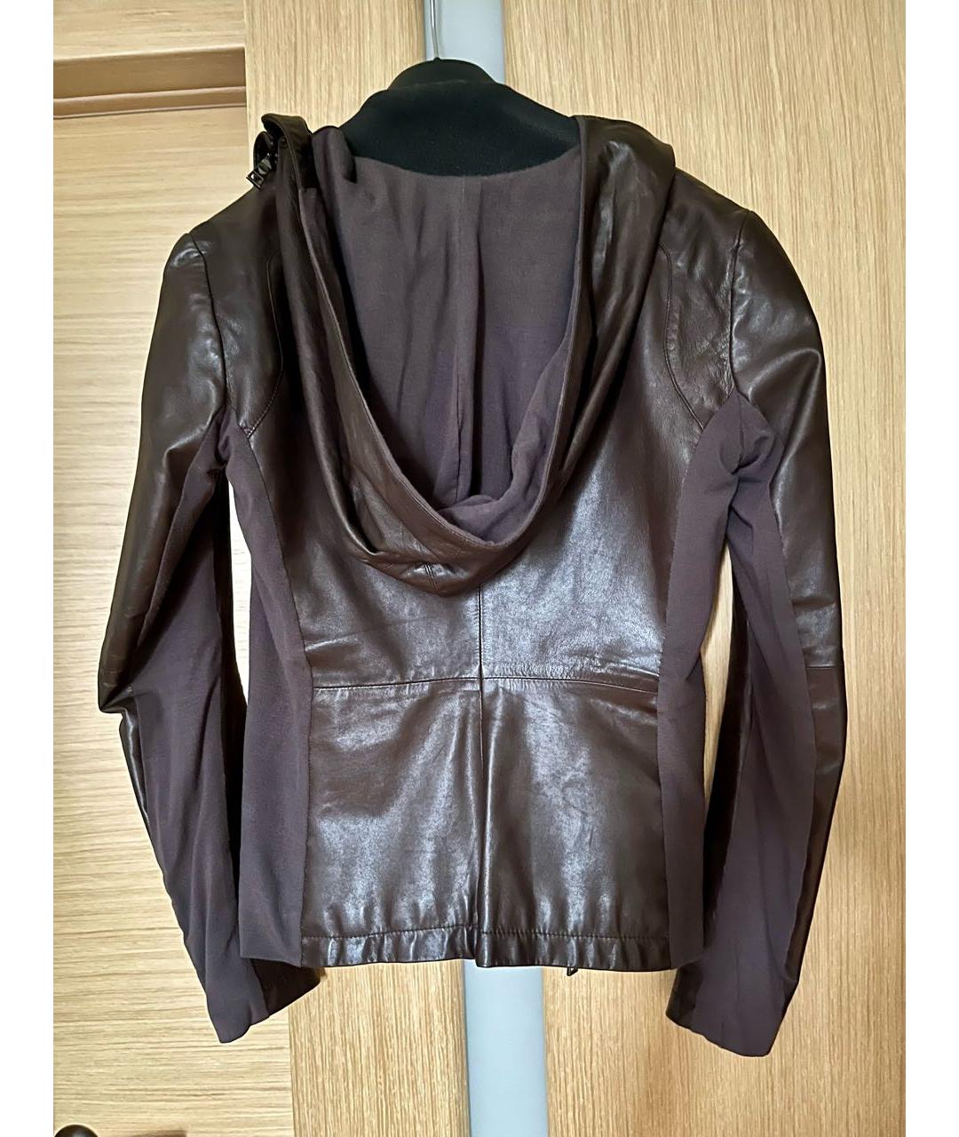 EMPORIO ARMANI Коричневая кожаная куртка, фото 2