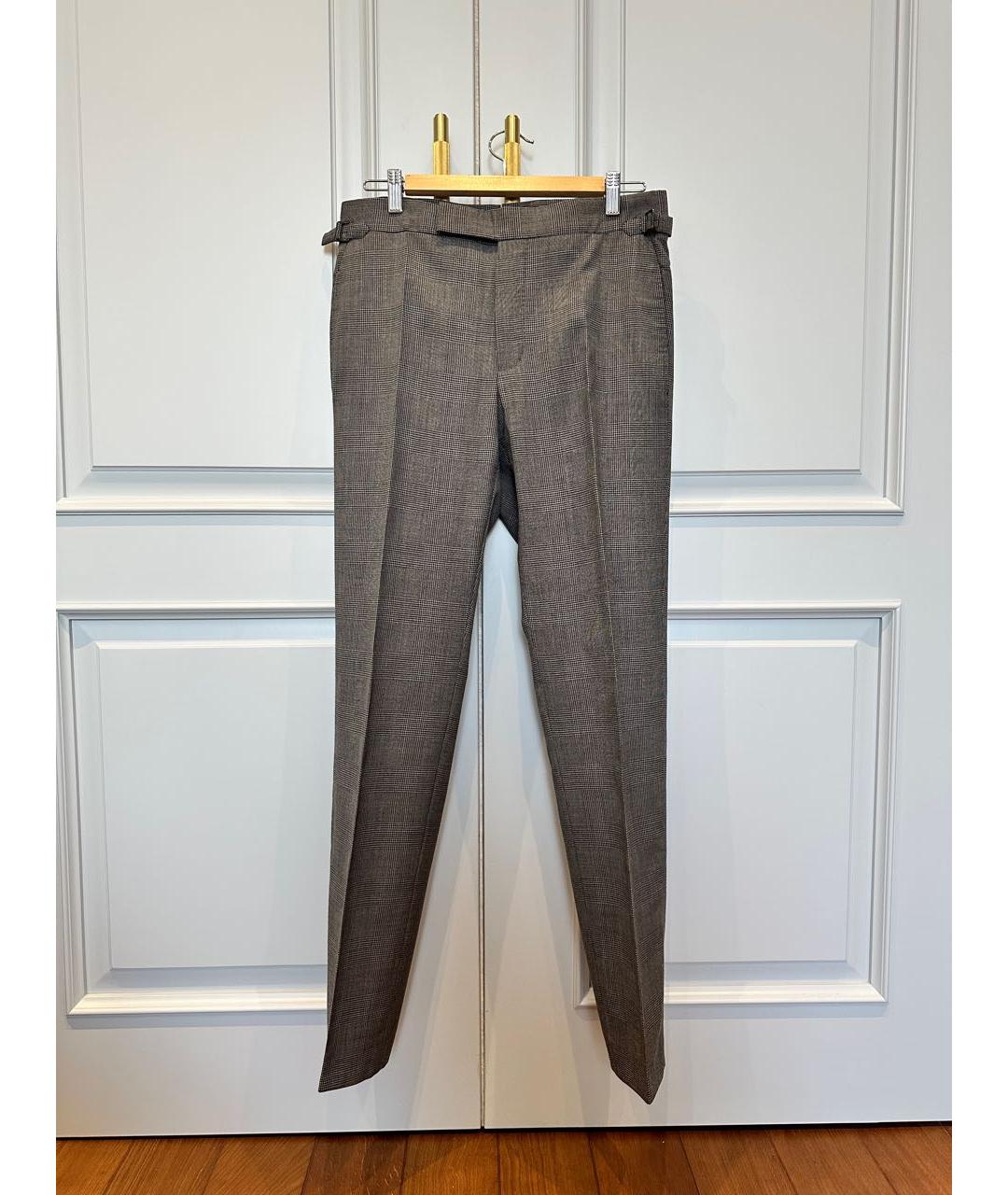 TOM FORD Серые шерстяные классические брюки, фото 8