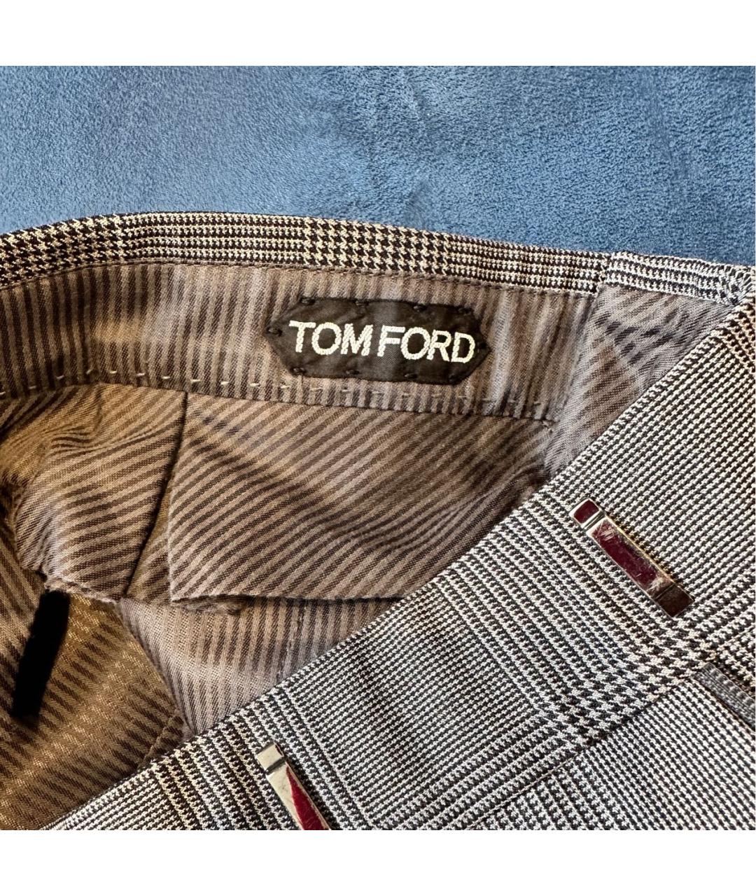 TOM FORD Серые шерстяные классические брюки, фото 5