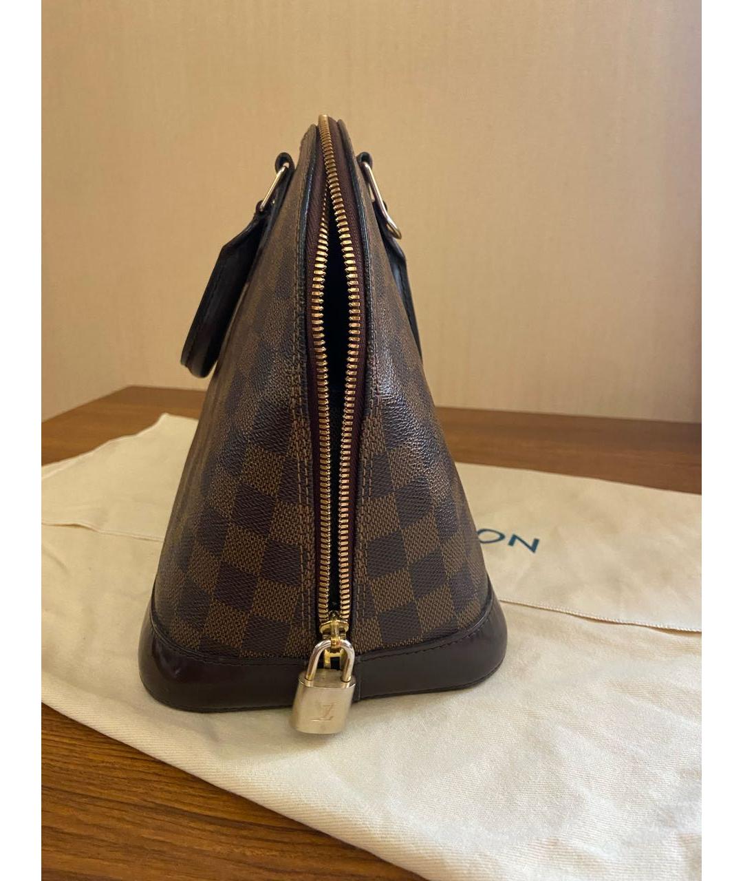 LOUIS VUITTON PRE-OWNED Коричневая кожаная сумка с короткими ручками, фото 3