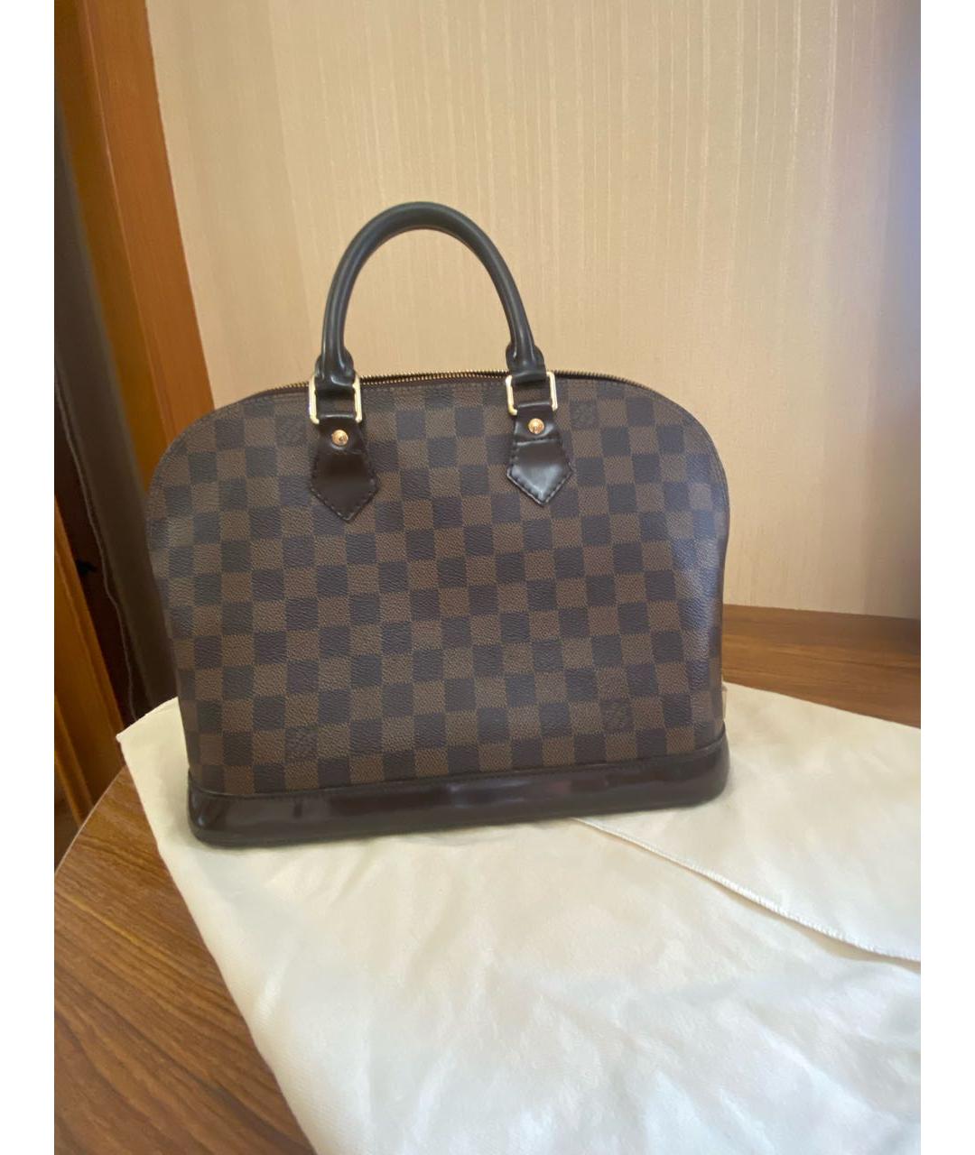 LOUIS VUITTON PRE-OWNED Коричневая кожаная сумка с короткими ручками, фото 6