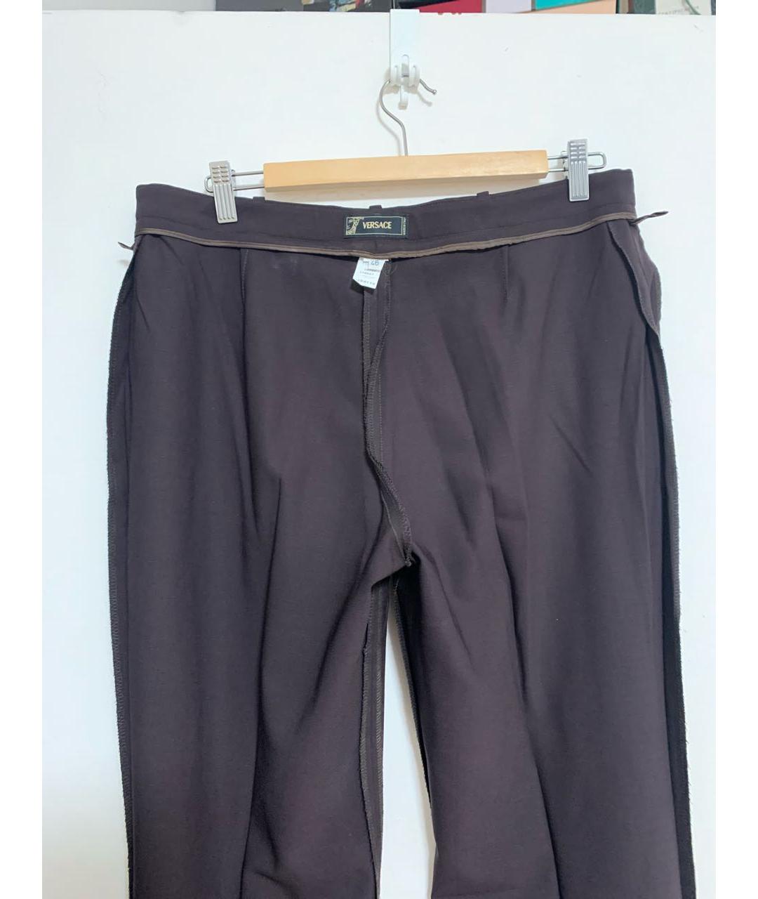 VERSACE Коричневые шерстяные брюки широкие, фото 3