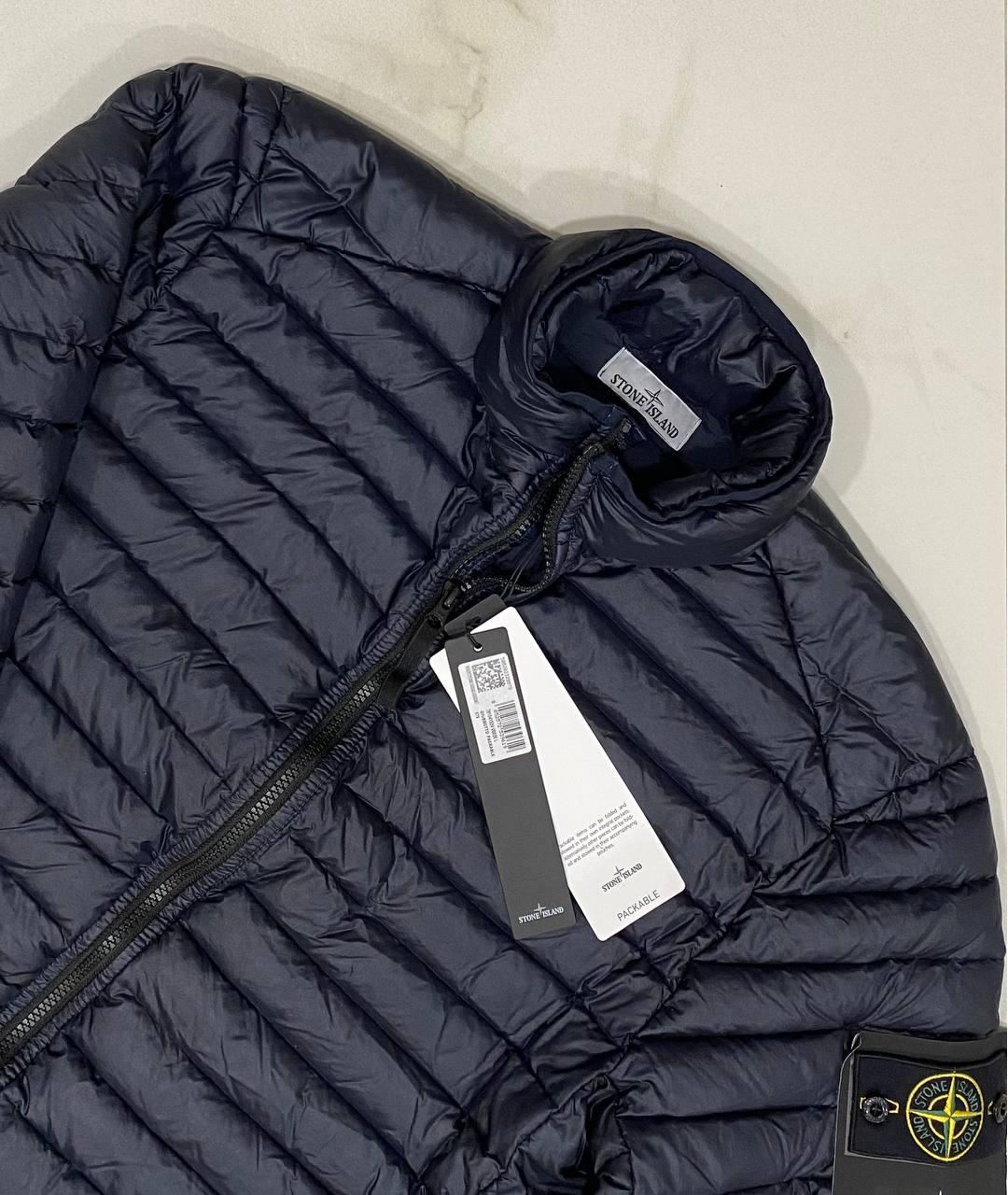 STONE ISLAND Темно-синий пуховик, фото 2