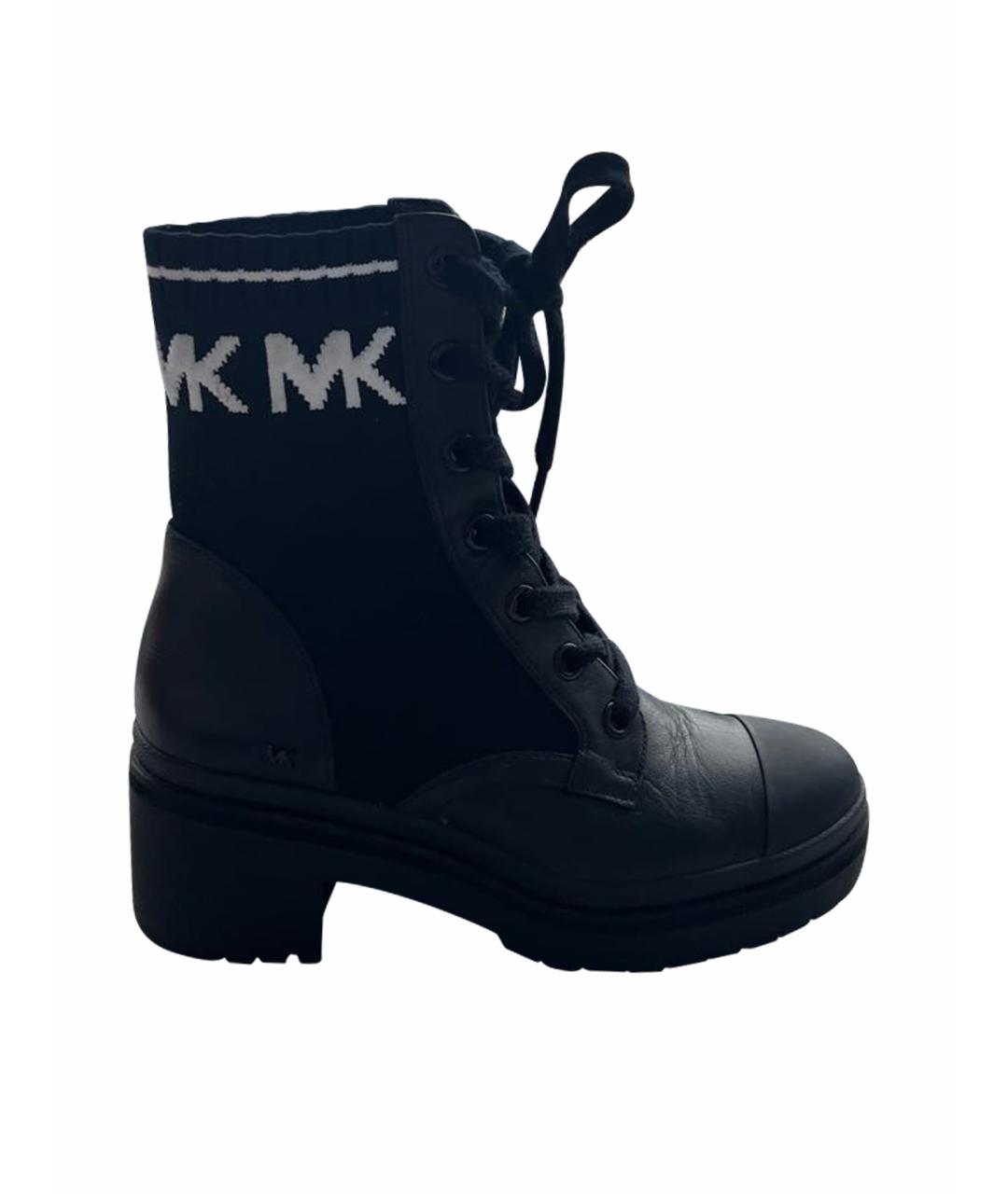 MICHAEL KORS Черные кожаные ботинки, фото 1