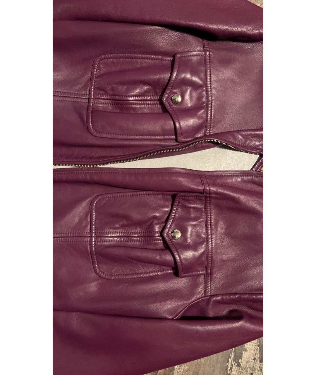 ROBERTO CAVALLI Фиолетовая кожаная куртка, фото 8