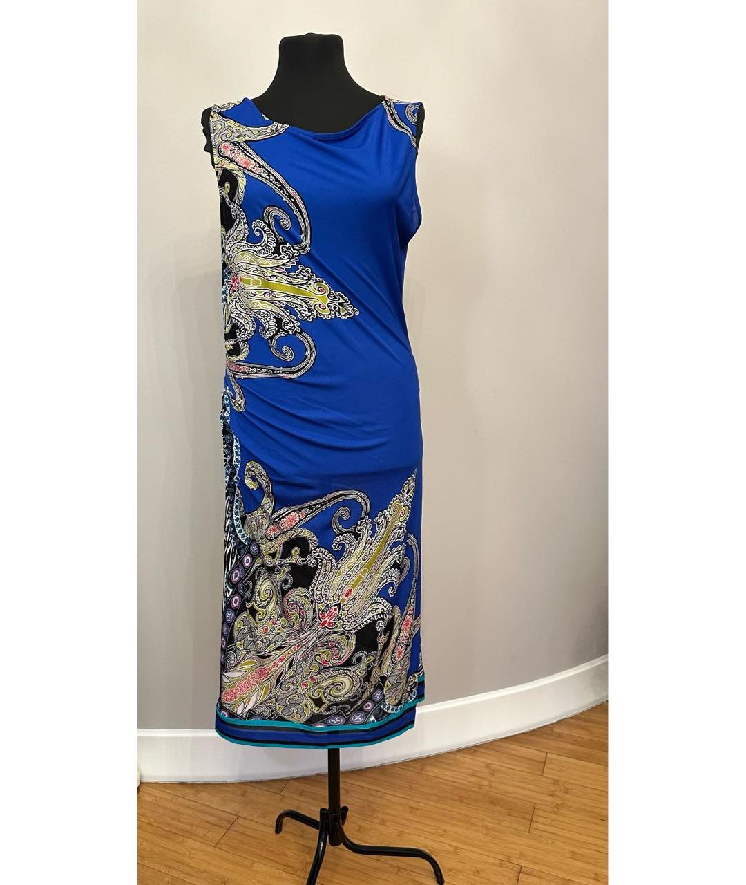 ETRO Синее вискозное коктейльное платье, фото 9