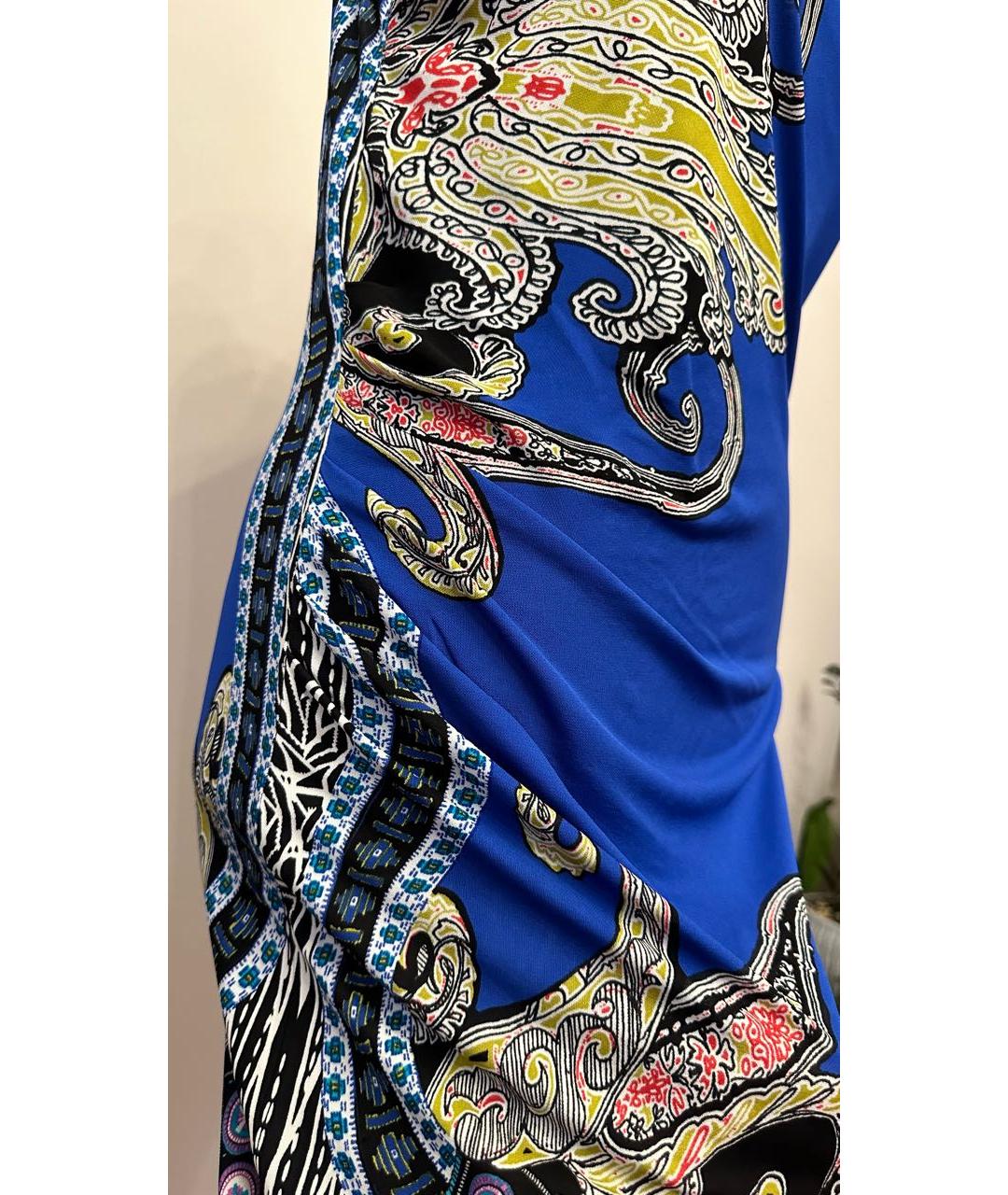 ETRO Синее вискозное коктейльное платье, фото 5