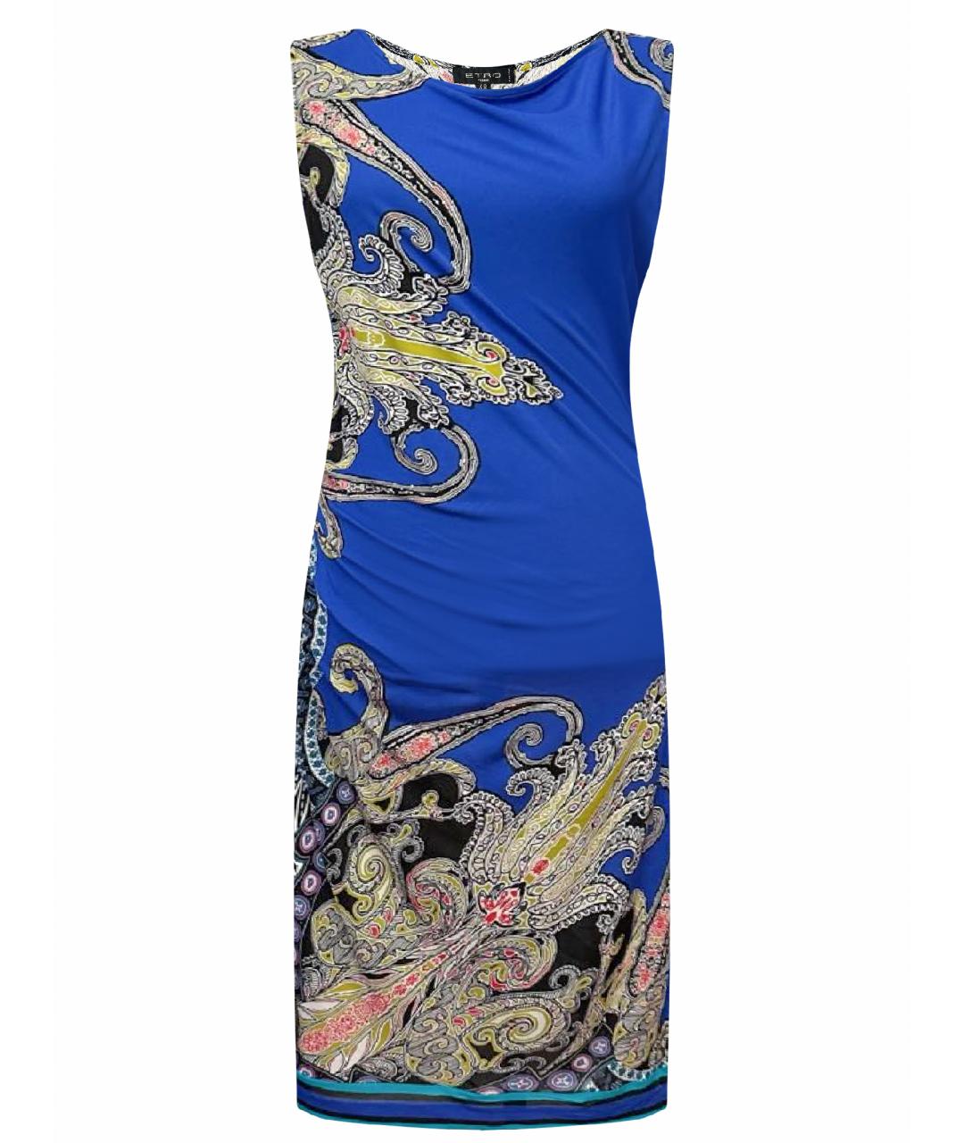 ETRO Синее вискозное коктейльное платье, фото 1