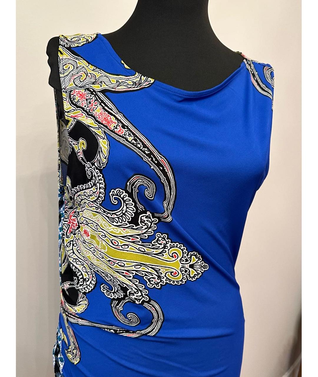 ETRO Синее вискозное коктейльное платье, фото 4