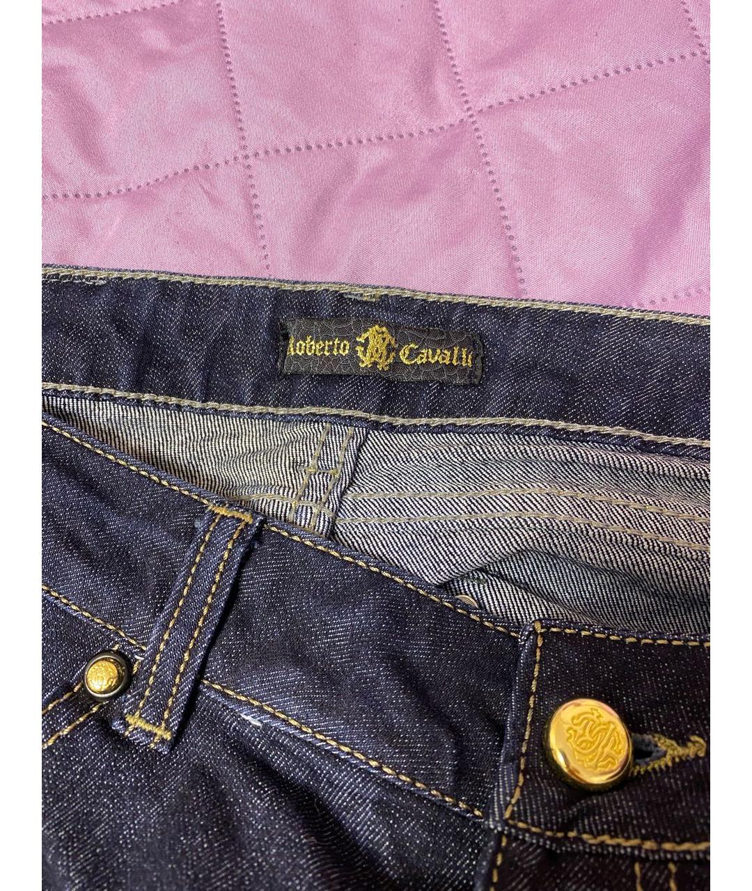 ROBERTO CAVALLI Темно-синие хлопко-полиэстеровые джинсы слим, фото 8
