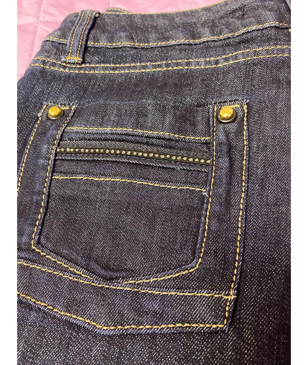 ROBERTO CAVALLI Темно-синие хлопко-полиэстеровые джинсы слим, фото 4
