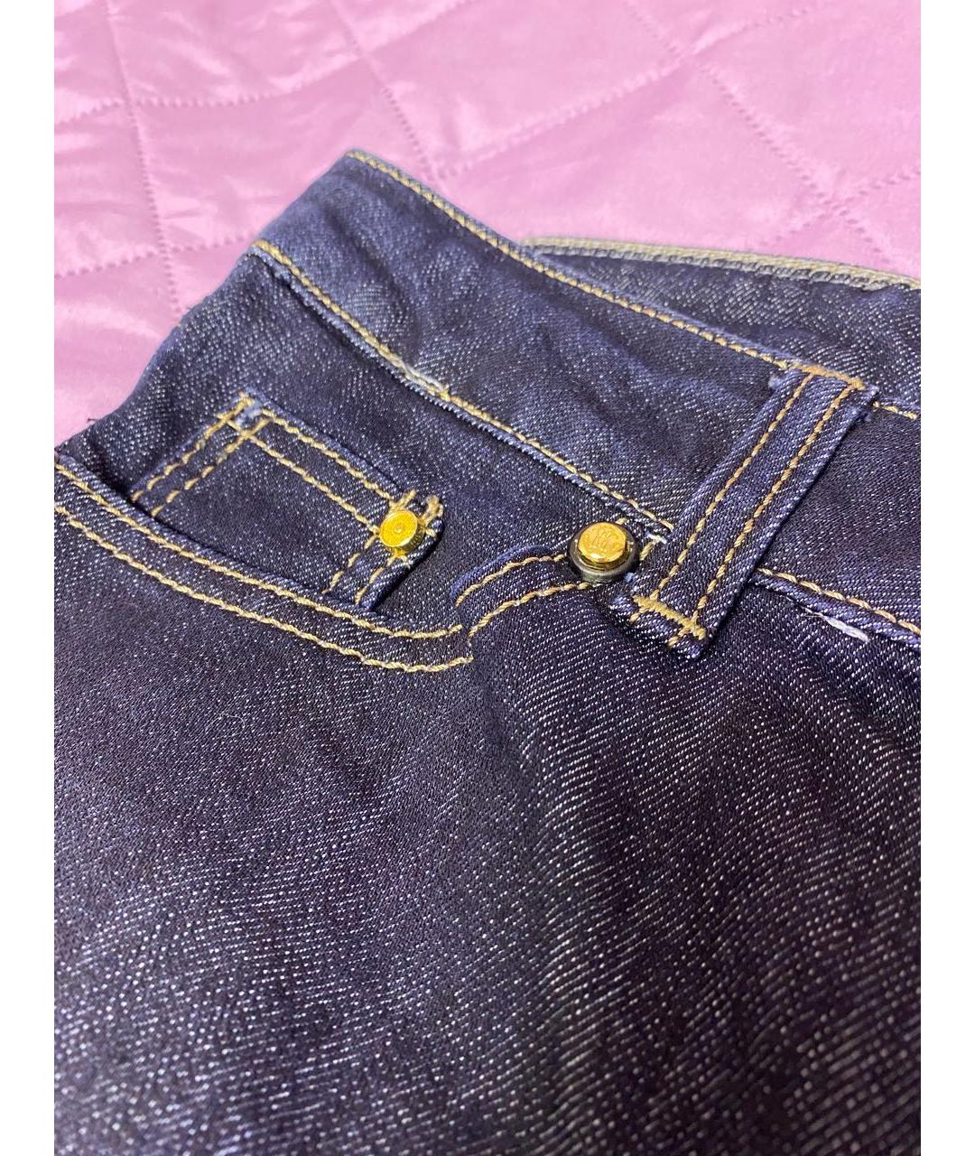 ROBERTO CAVALLI Темно-синие хлопко-полиэстеровые джинсы слим, фото 3