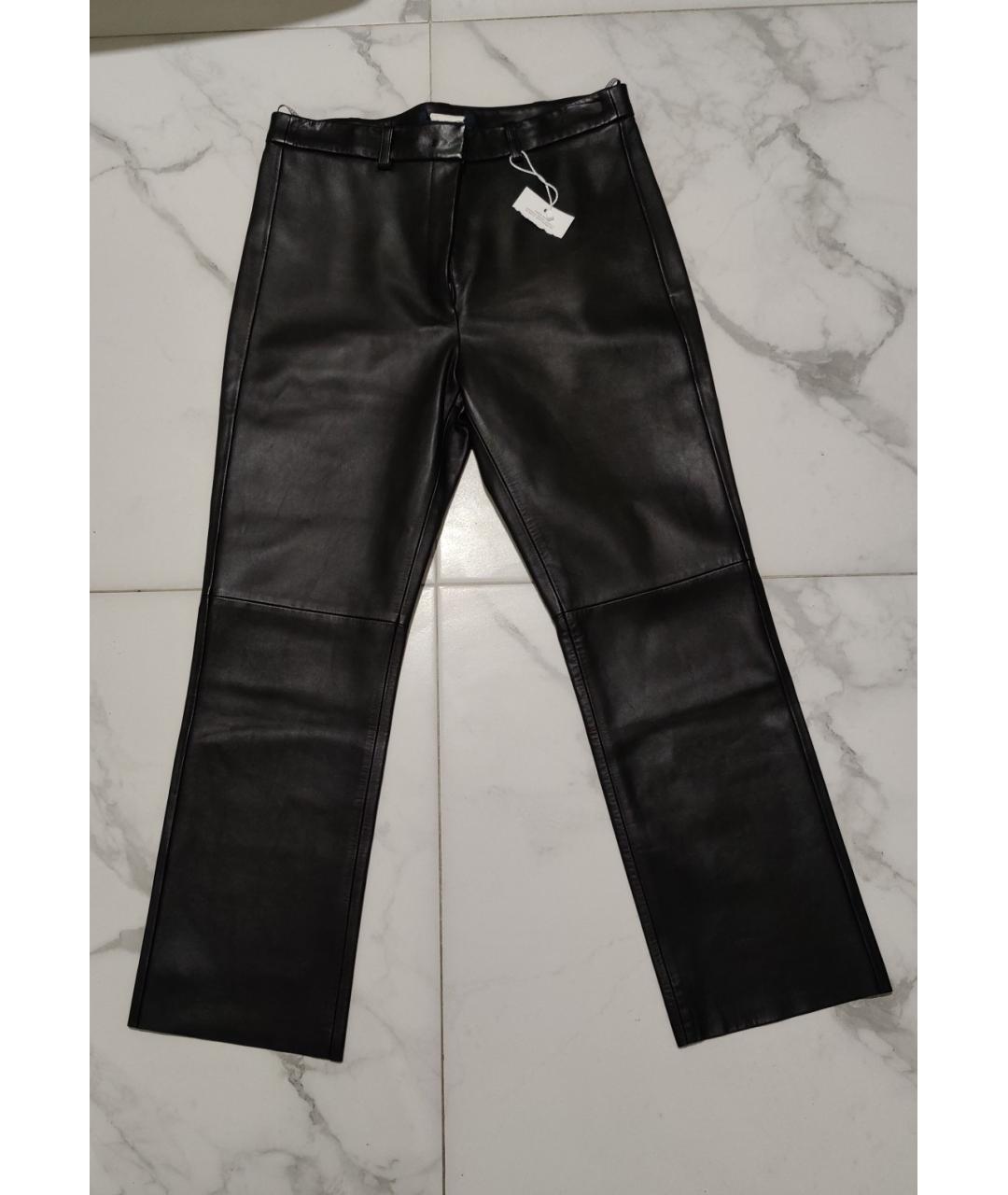 'S MAX MARA Черные кожаные прямые брюки, фото 10