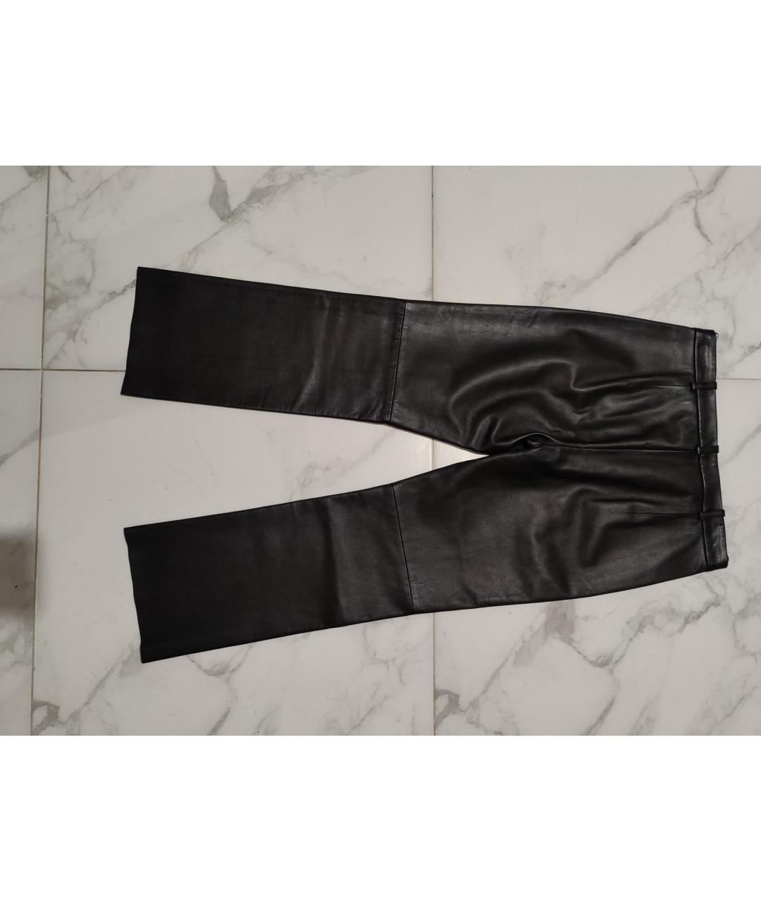 'S MAX MARA Черные кожаные прямые брюки, фото 2